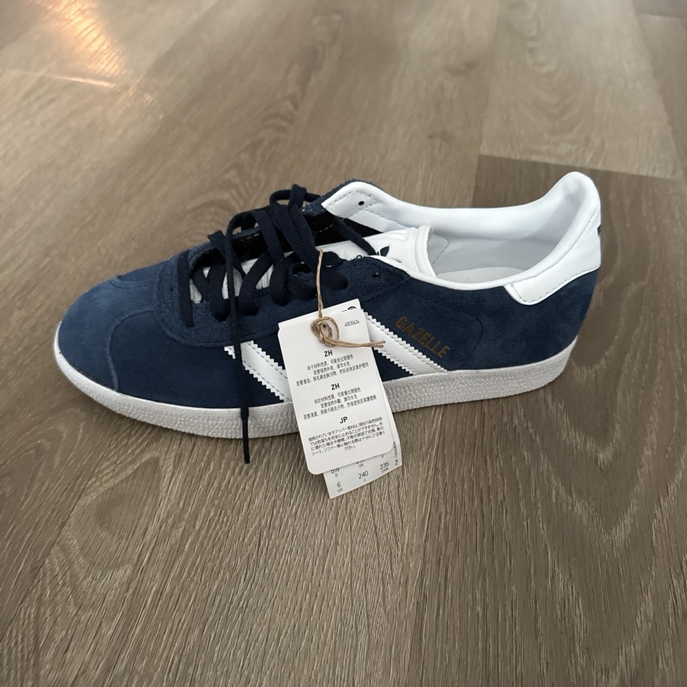 Adidas Gazelle Dark Blue and White Sneakers